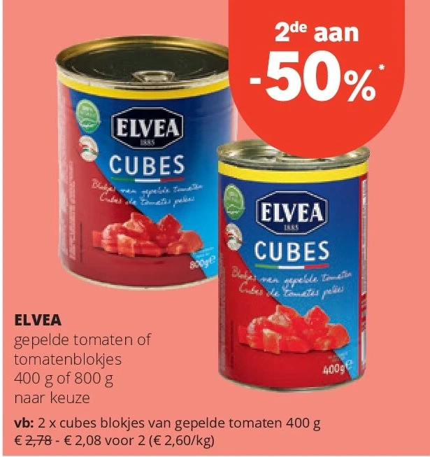 ELVEA cubes blokjes van gepelde tomaten 400 g