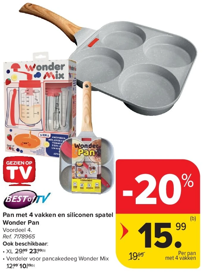 Pan met 4 vakken en siliconen spatel Wonder Pan
