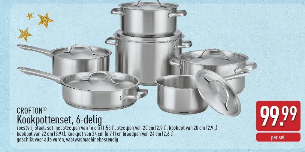 Kookpottenset, 6-delig