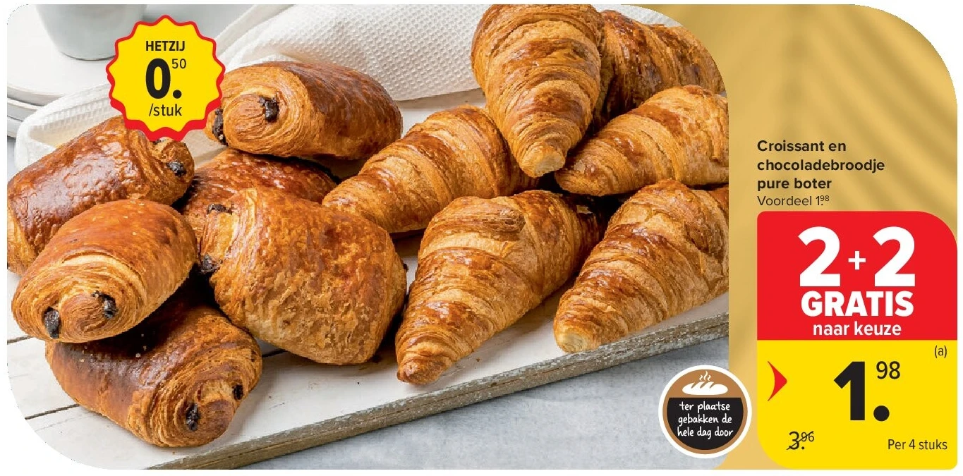 Croissant en chocoladebroodje pure boter