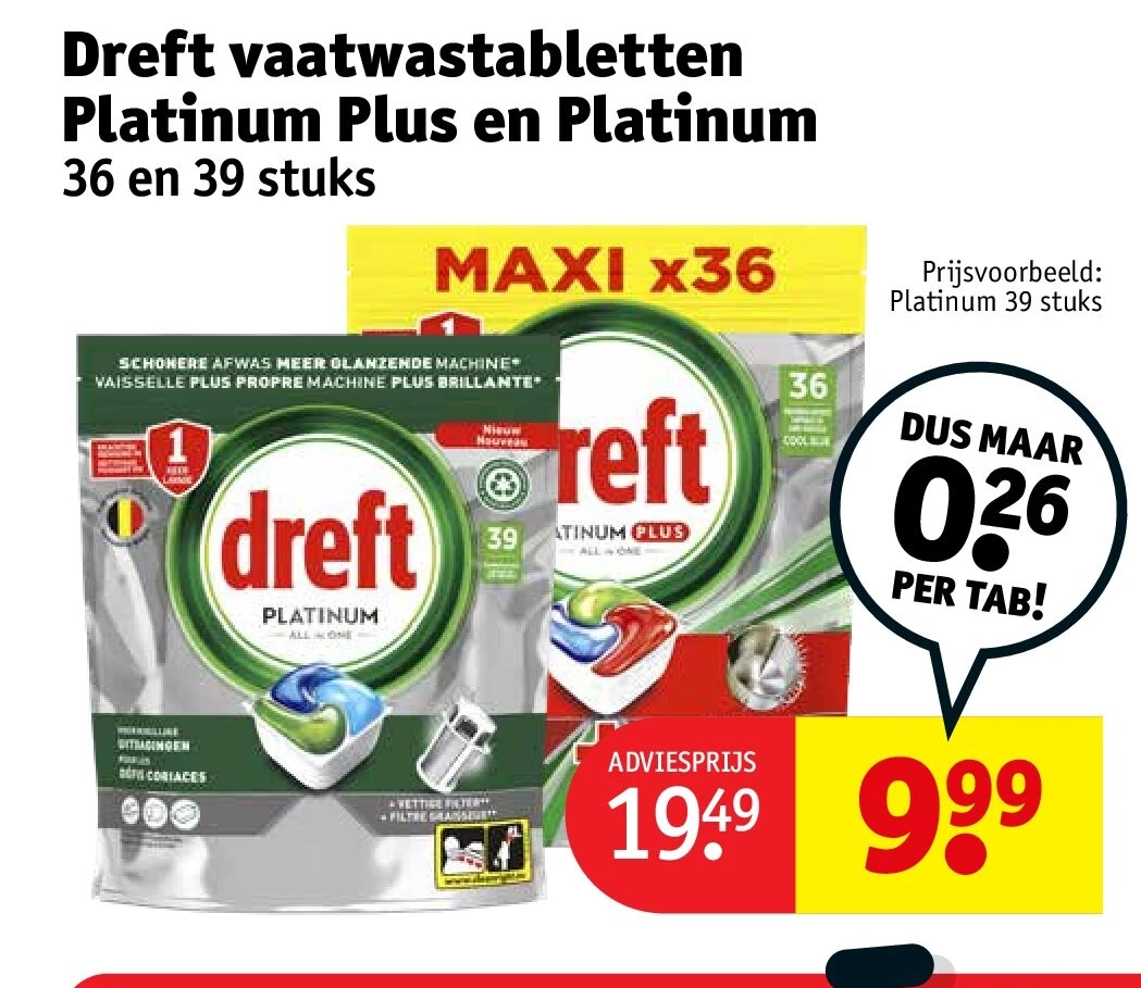 Dreft vaatwastabletten Platinum Plus en Platinum