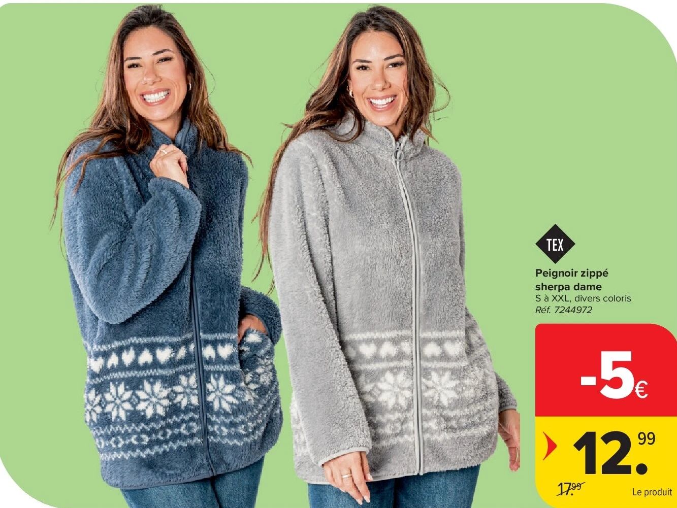 Peignoir zippé sherpa dame