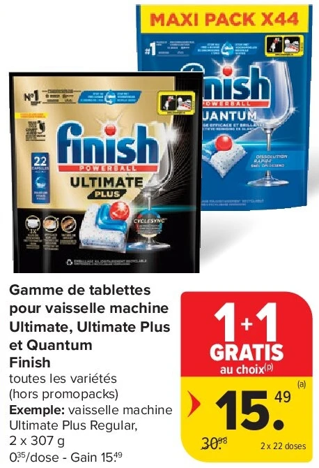 Gamme de tablettes pour vaisselle machine Ultimate, Ultimate Plus et Quantum Finish