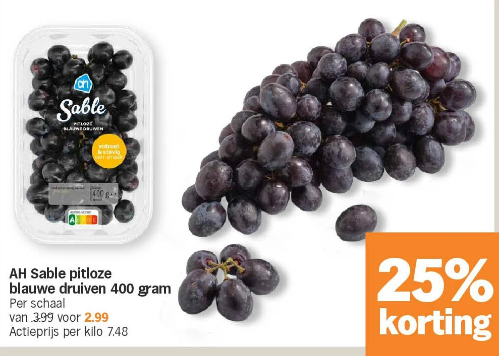 AH Sable pitloze blauwe druiven 400 gram