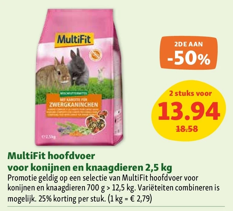 MultiFit hoofdvoer voor konijnen en knaagdieren 2,5 kg