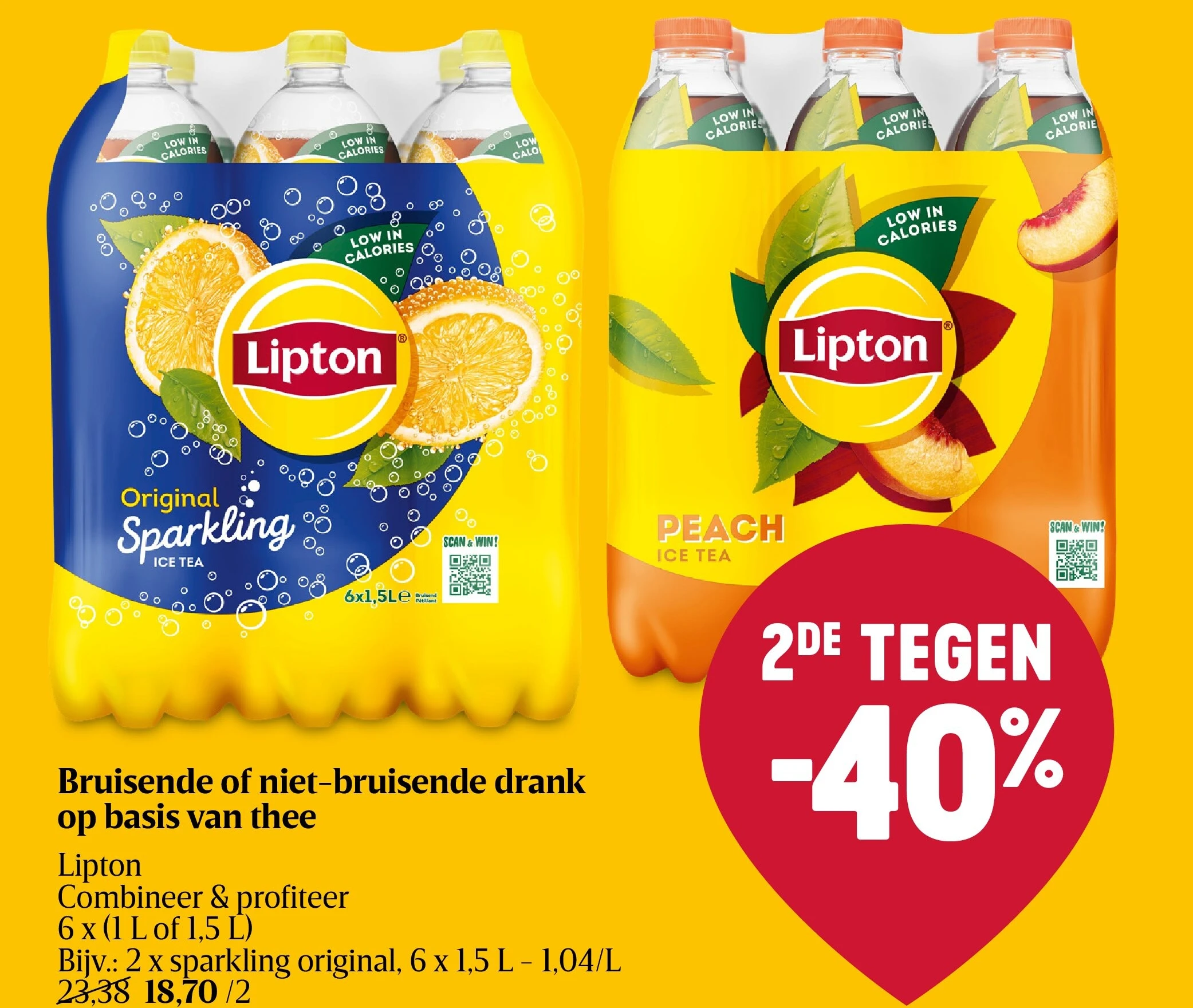 Bruisende of niet-bruisende drank op basis van thee
