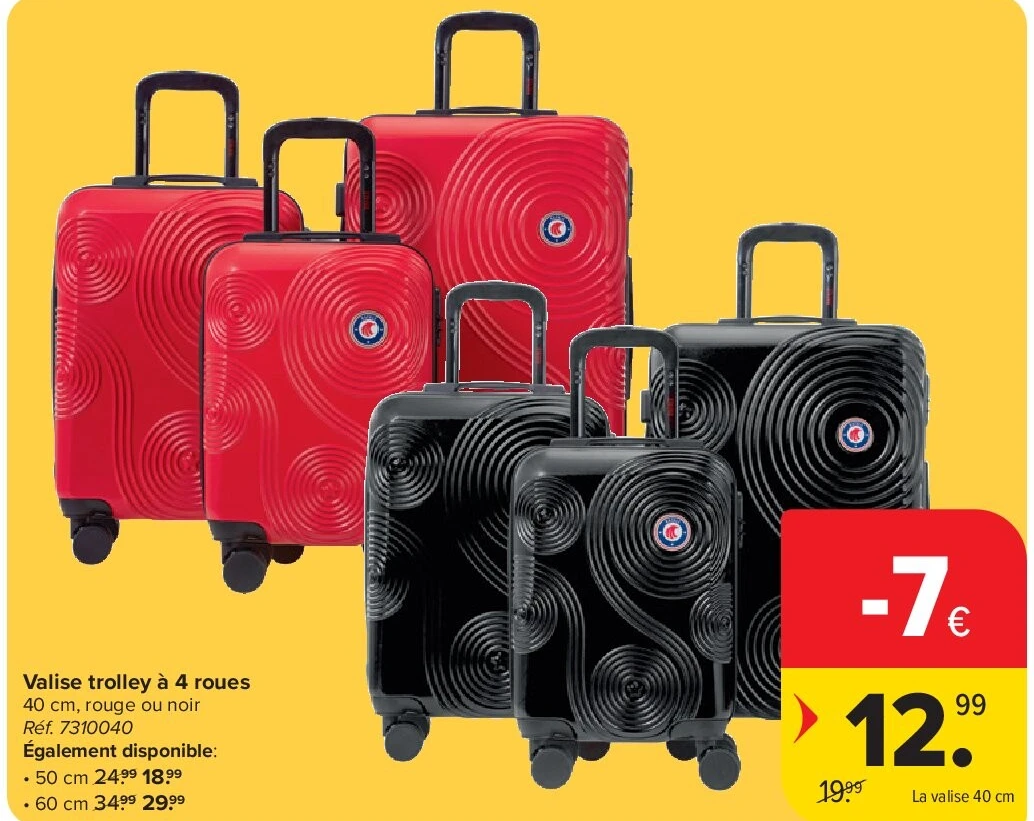 Valise trolley à 4 roues 40 cm