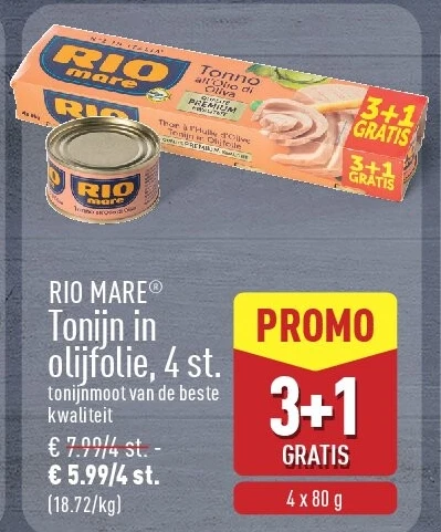 Tonijn in olijfolie, 4st.