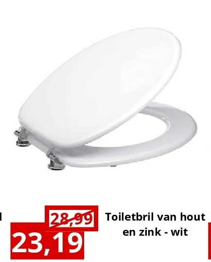Toiletbril van hout en zink - wit