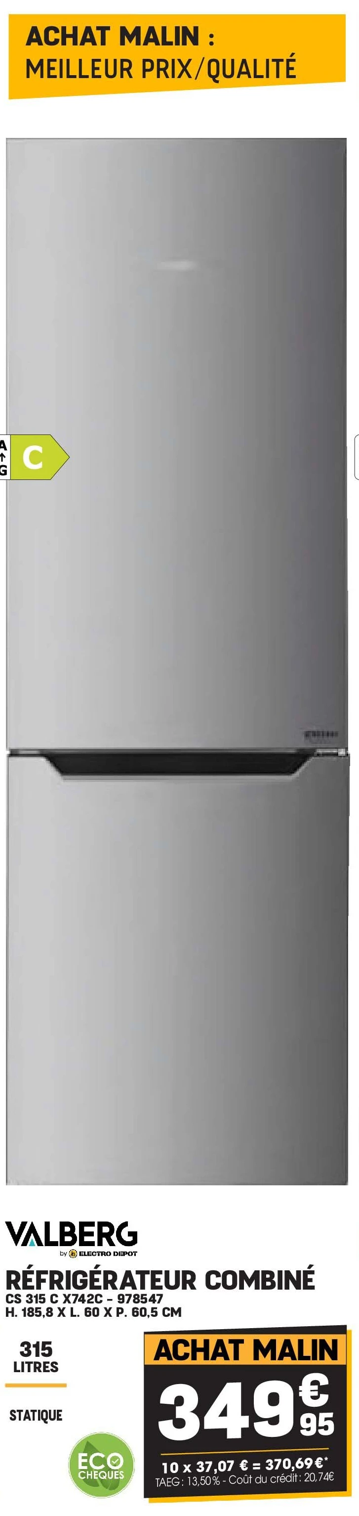 VALBERG RÉFRIGÉRATEUR COMBINÉ