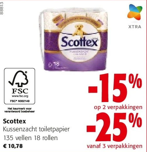 Scottex Kussenzacht toiletpapier 135 vellen 18 rollen