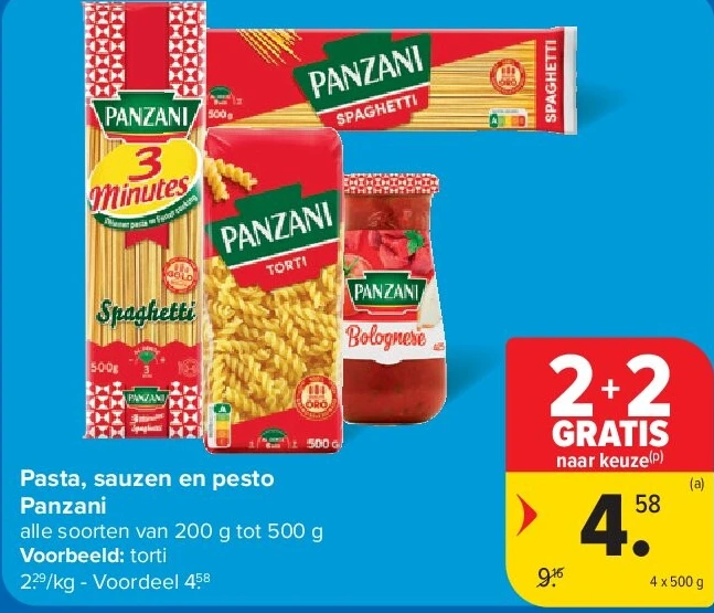 Pasta, sauzen en pesto Panzani