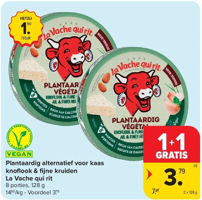 Plantaardig alternatief voor kaas knofl ook & fi jne kruiden La Vache qui rit