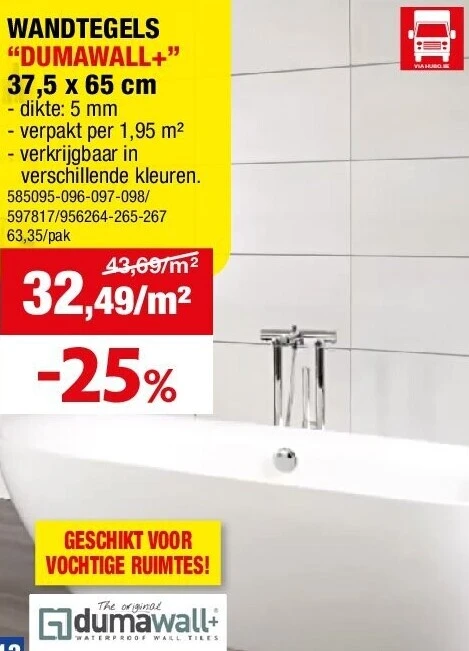 WANDTEGELS “DUMAWALL+” 37,5 x 65 cm