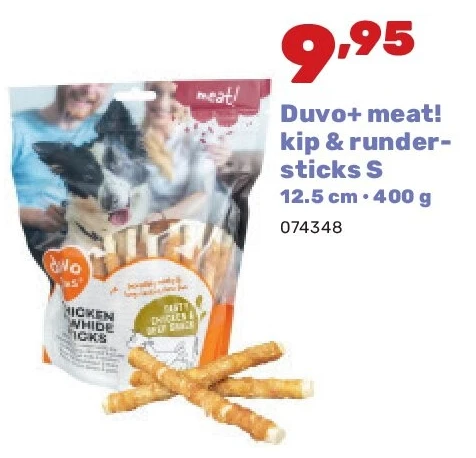 Duvo+ meat! kip & rundersticks S 12.5 cm • 400 g