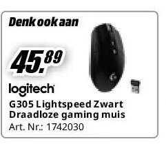 G305 Lightspeed Zwart Draadloze gaming muis