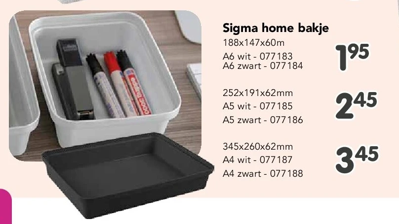 Sigma home bakje 188x147x60m A6 wit