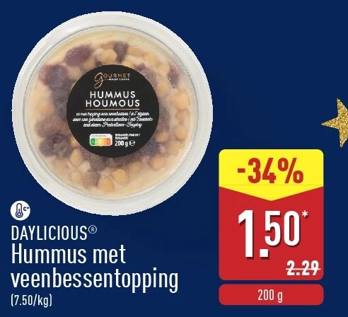 Hummus met veenbessentopping