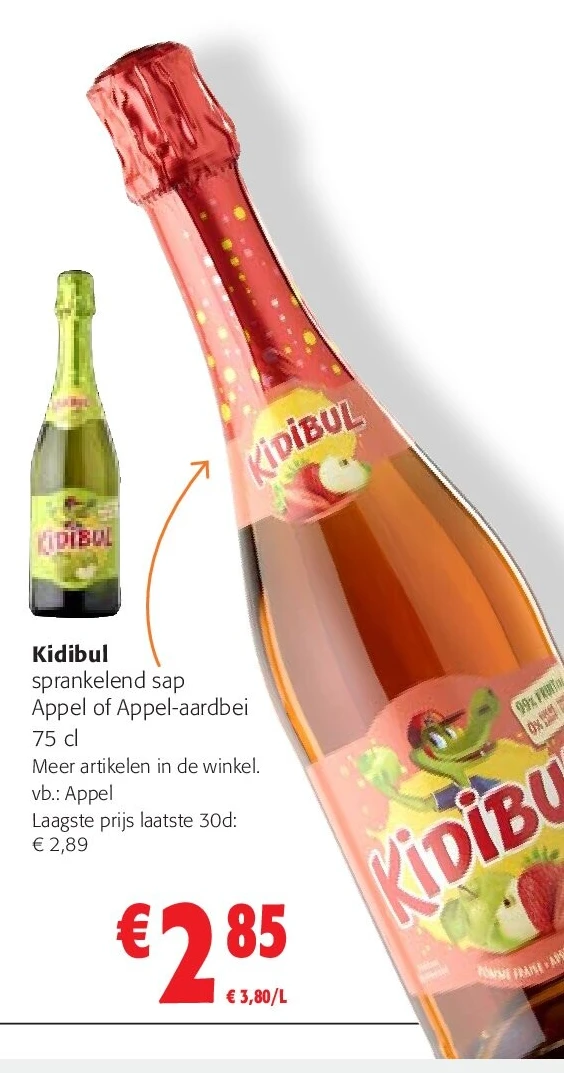 Kidibul sprankelend sap Appel of Appel-aardbei 75 cl