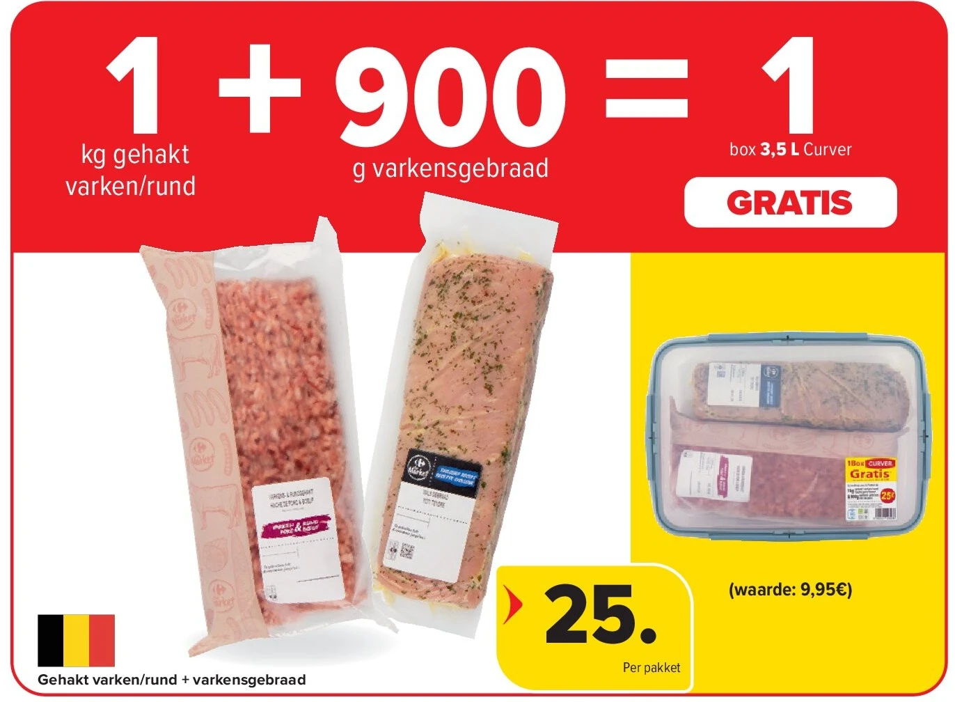 Gehakt varken/rund + varkensgebraad