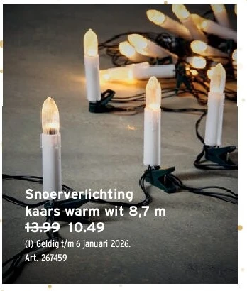 Snoerverlichting kaars warm wit 8,7 m