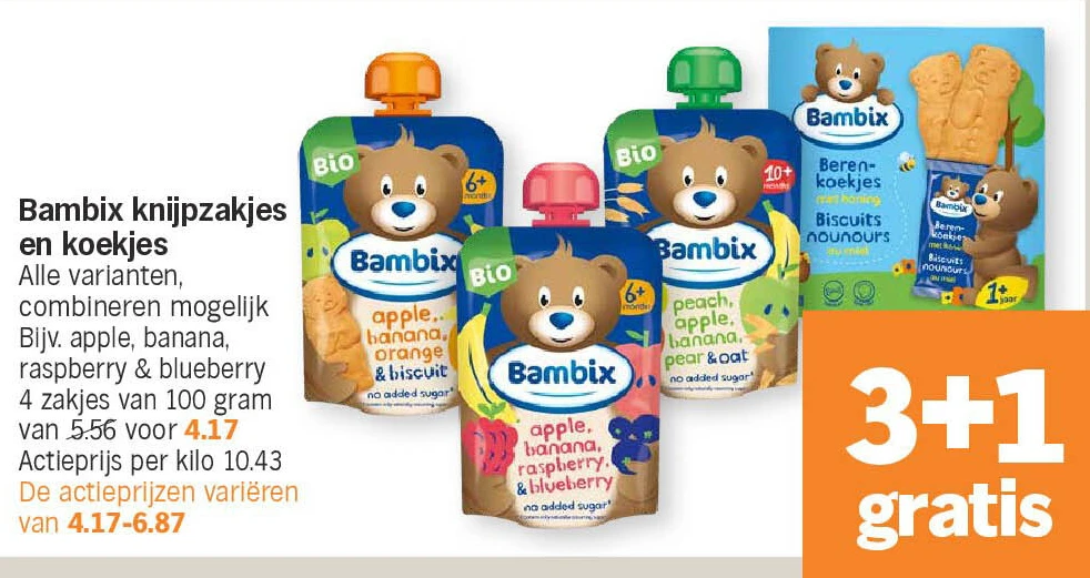 Bambix knijpzakjes en koekjes