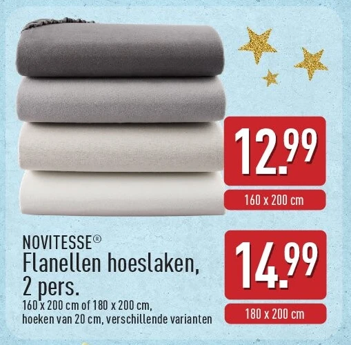 Flanellen hoeslaken, 2pers.