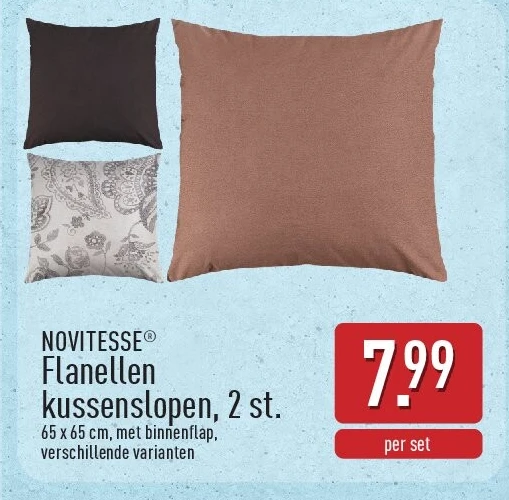 Flanellen kussenslopen, 2st.