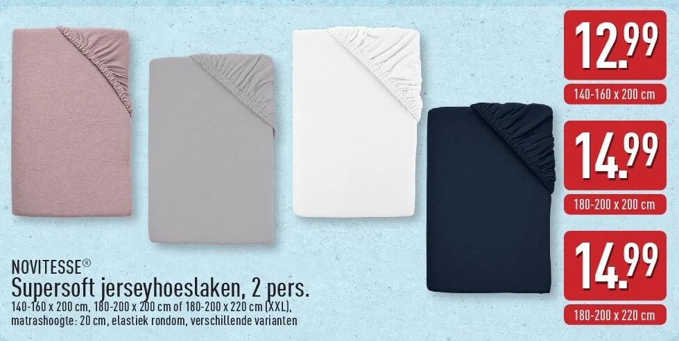 Supersoft jerseyhoeslaken, 2pers.
