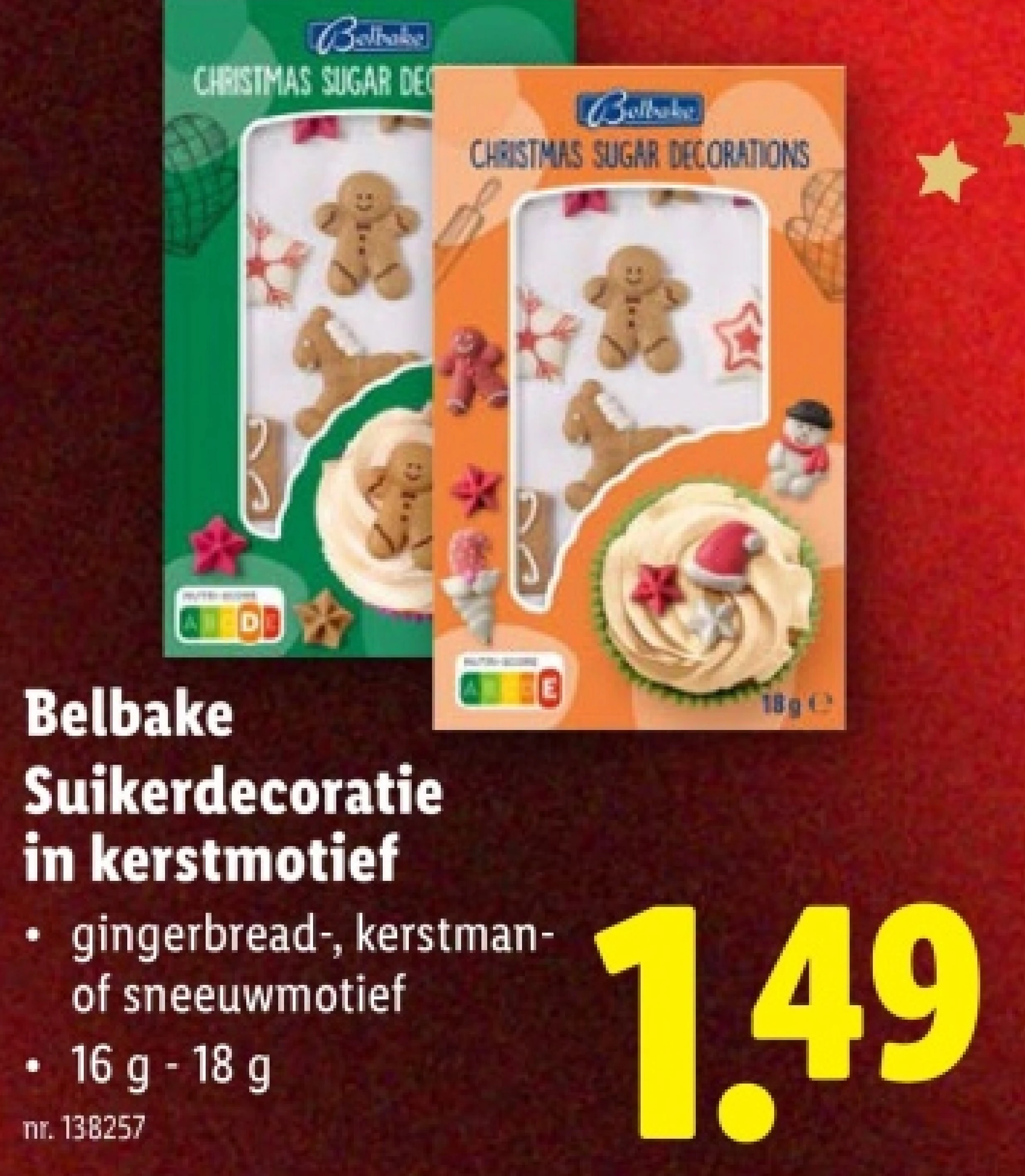 Suikerdecoratie in kerstmotief