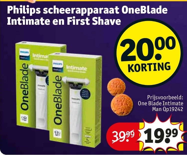 Philips scheerapparaat OneBlade Intimate en First Shave