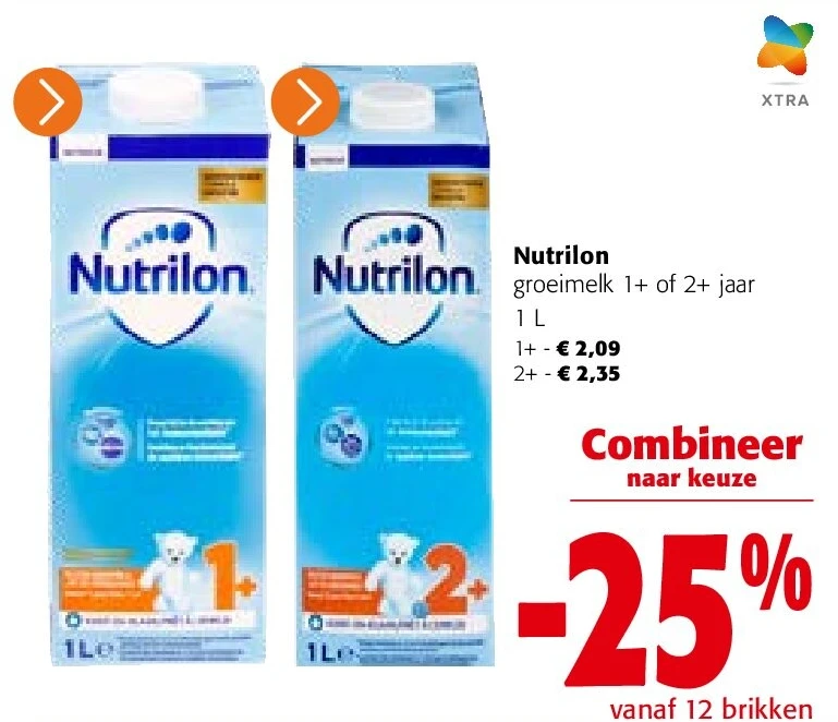 Nutrilon groeimelk 1+ of 2+ jaar 1 L