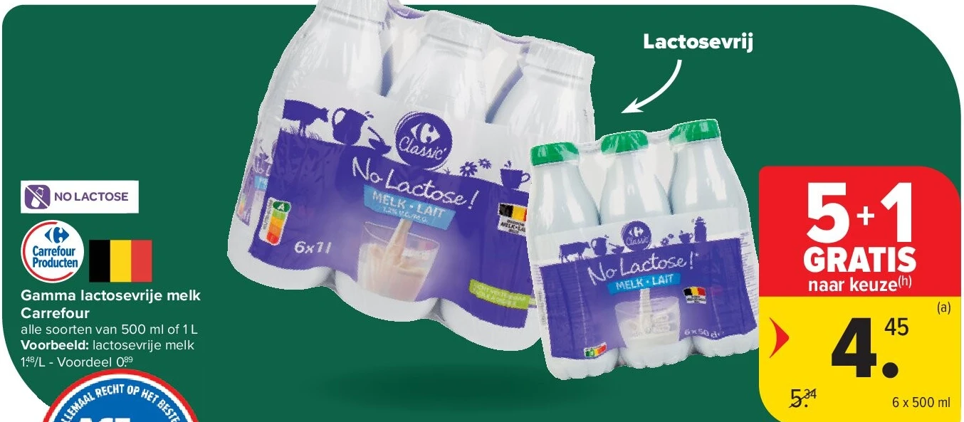 Gamma lactosevrije melk Carrefour