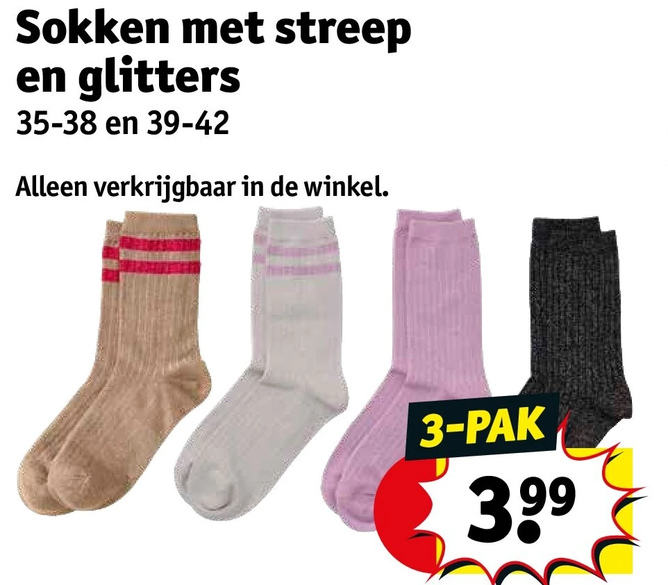 Sokken met streep en glitters