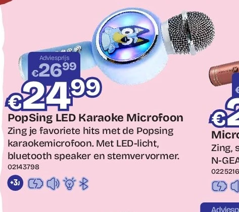 PopSing LED Karaoke Microfoon