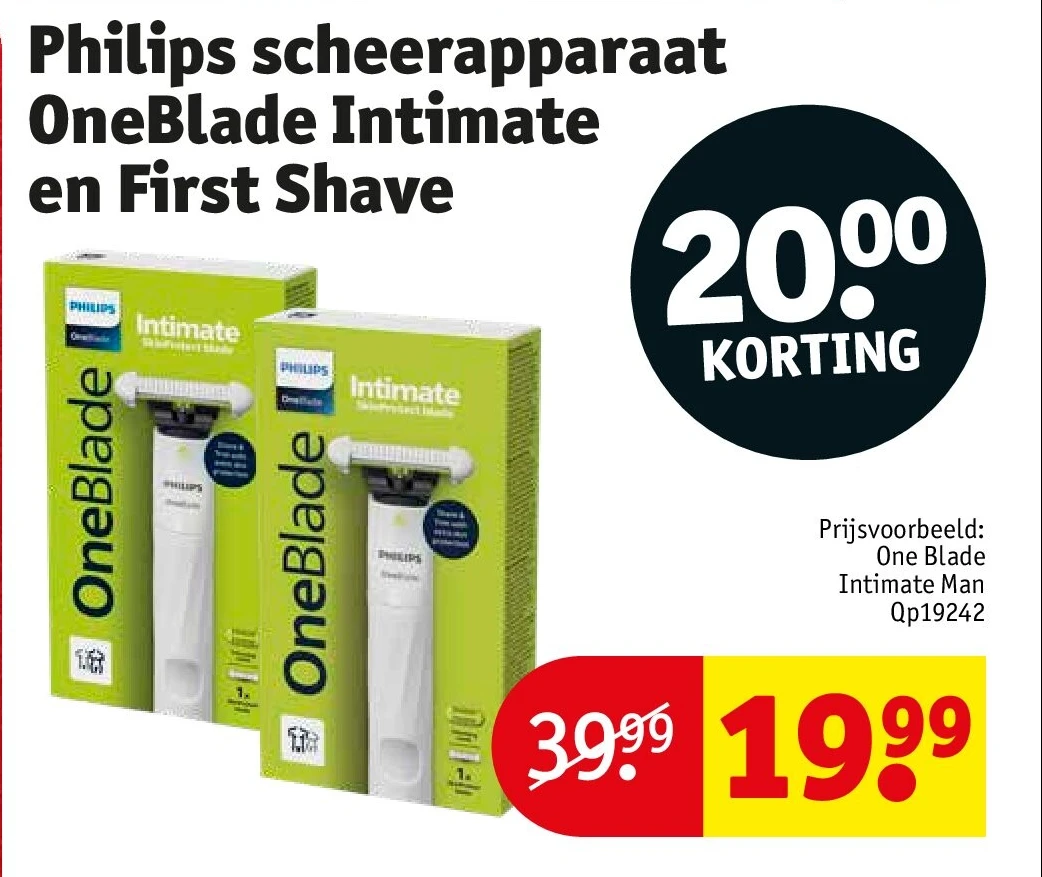 Philips scheerapparaat OneBlade Intimate en First Shave