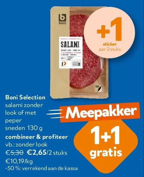 Boni Selection salami zonder look of met peper sneden 130 g