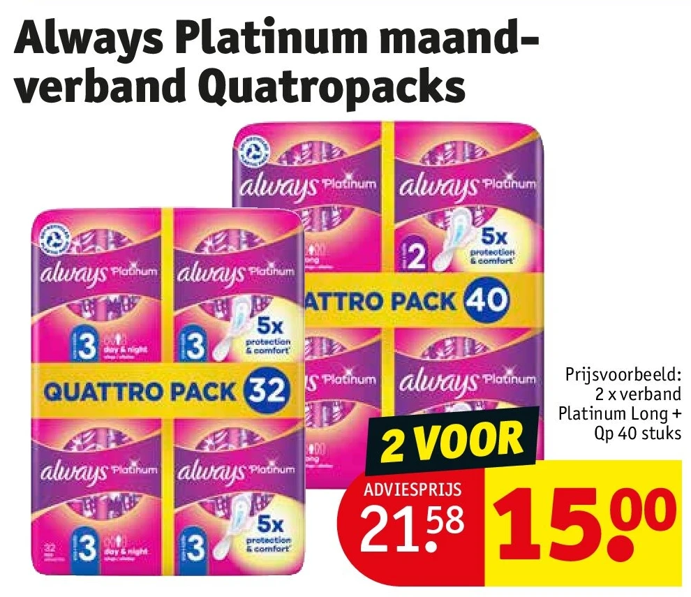 Always Platinum maandverband Quatropacks