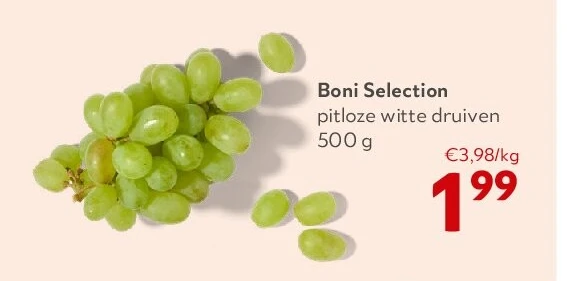 Boni Selection pitloze witte druiven 500 g
