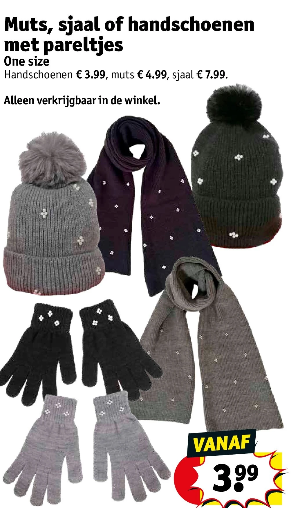 Muts, sjaal of handschoenen met pareltjes
