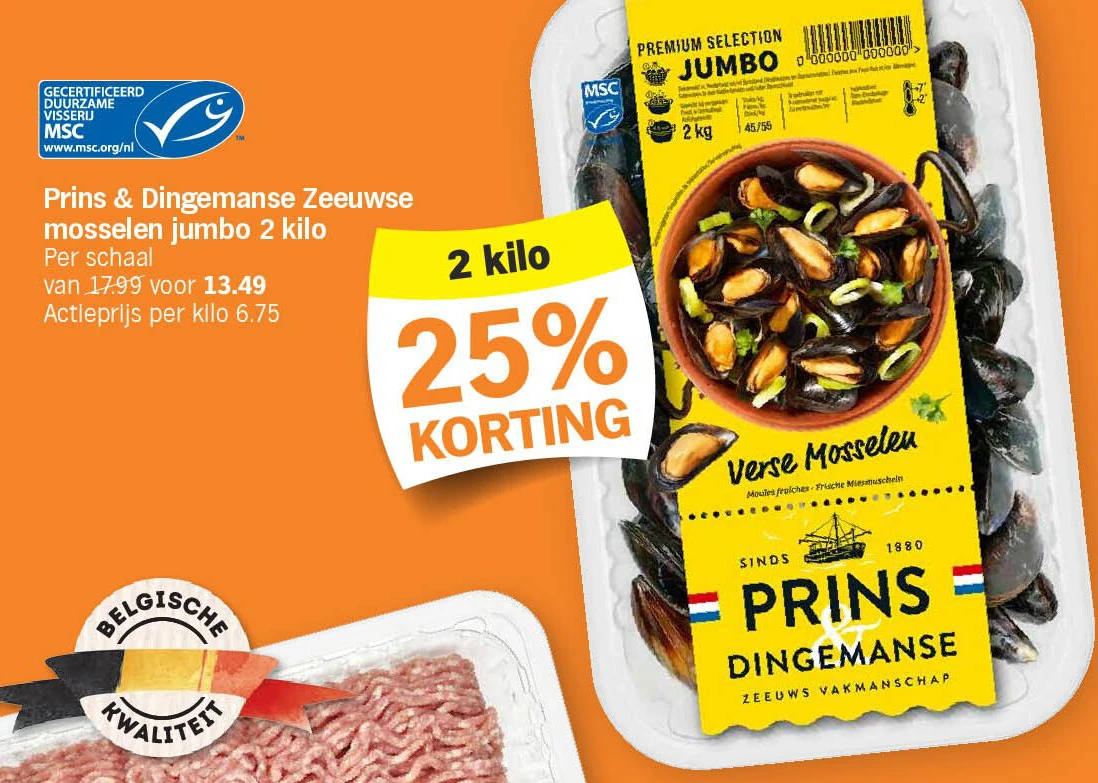 Prins & Dingemanse Zeeuwse mosselen jumbo 2 kilo