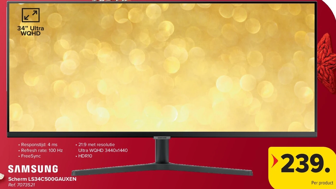 SAMSUNG Scherm LS34C500GAUXEN 34’’ Ultra WQHD