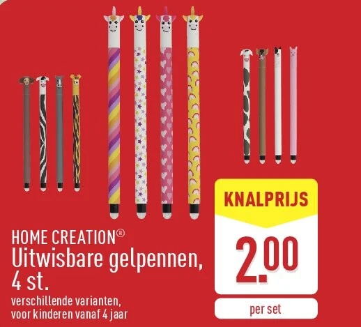 Uitwisbare gelpennen, 4st.
