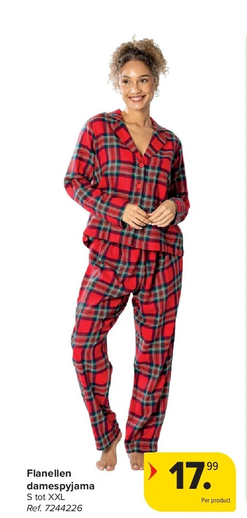 Flanellen damespyjama