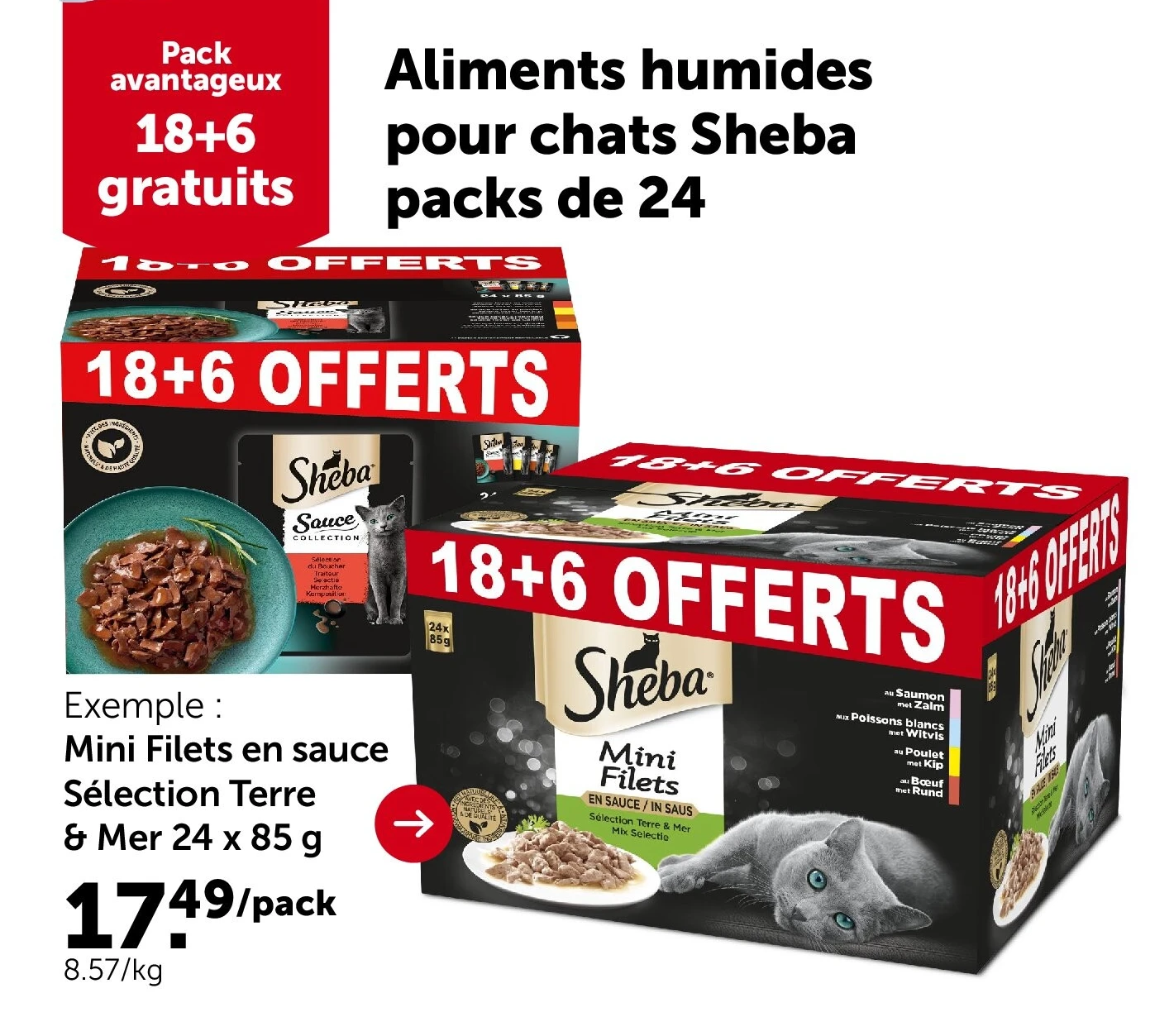 Aliments humides pour chats Sheba packs de 24