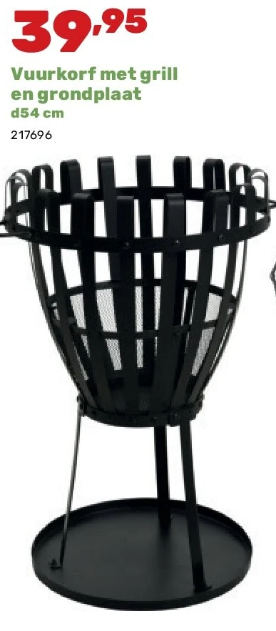 Vuurkorf met grill en grondplaat d54 cm