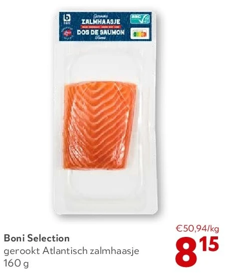 Boni Selection gerookt Atlantisch zalmhaasje 160 g