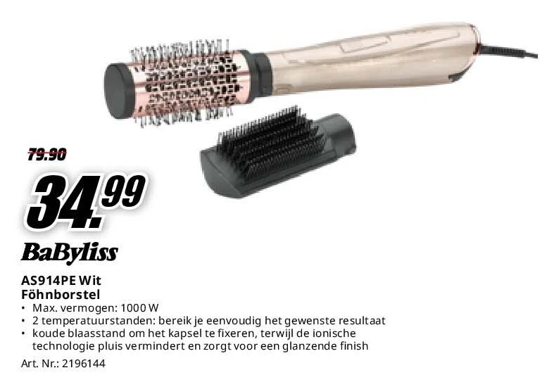 Babyliss AS914PE Wit Föhnborstel