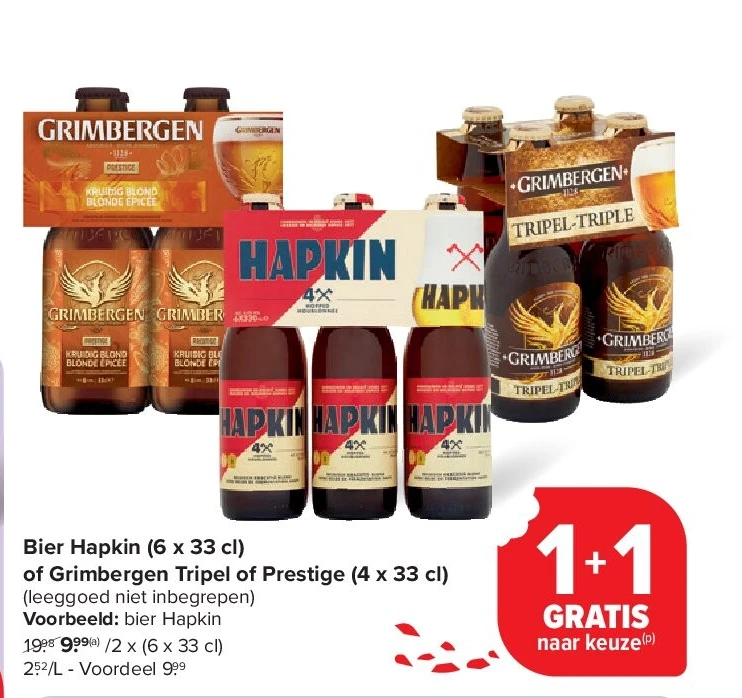 Bier Hapkin (6 x 33 cl) of Grimbergen Tripel of Prestige (4 x 33 cl)