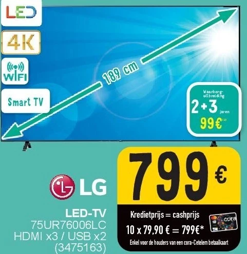 LED-TV 75UR76006LC HDMI x3 / USB x2